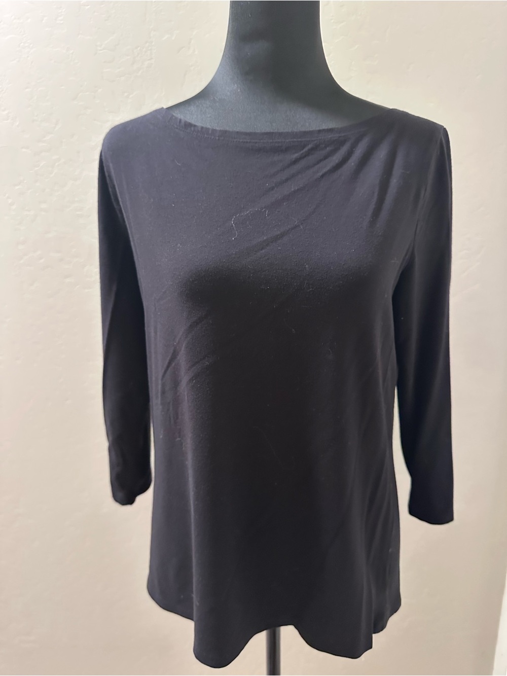 Ann Taylor Factory Black Boatneck Long Sleeve Top
